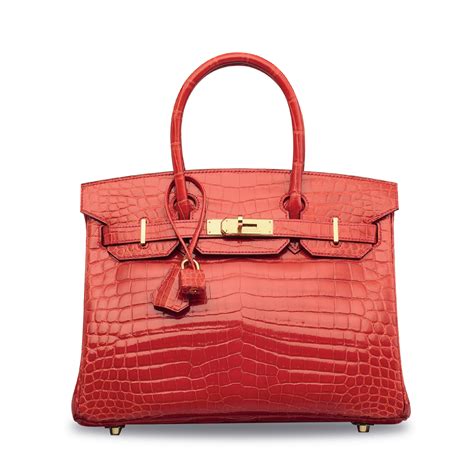 Hermes Birkin 30 Geranium shiny Niloticus crocodile GHW 